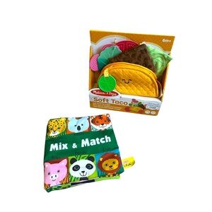 NWT! Melissa & Doug Infant Gift Bundle (Soft Taco Toy + Mix & Match Animal Book)
